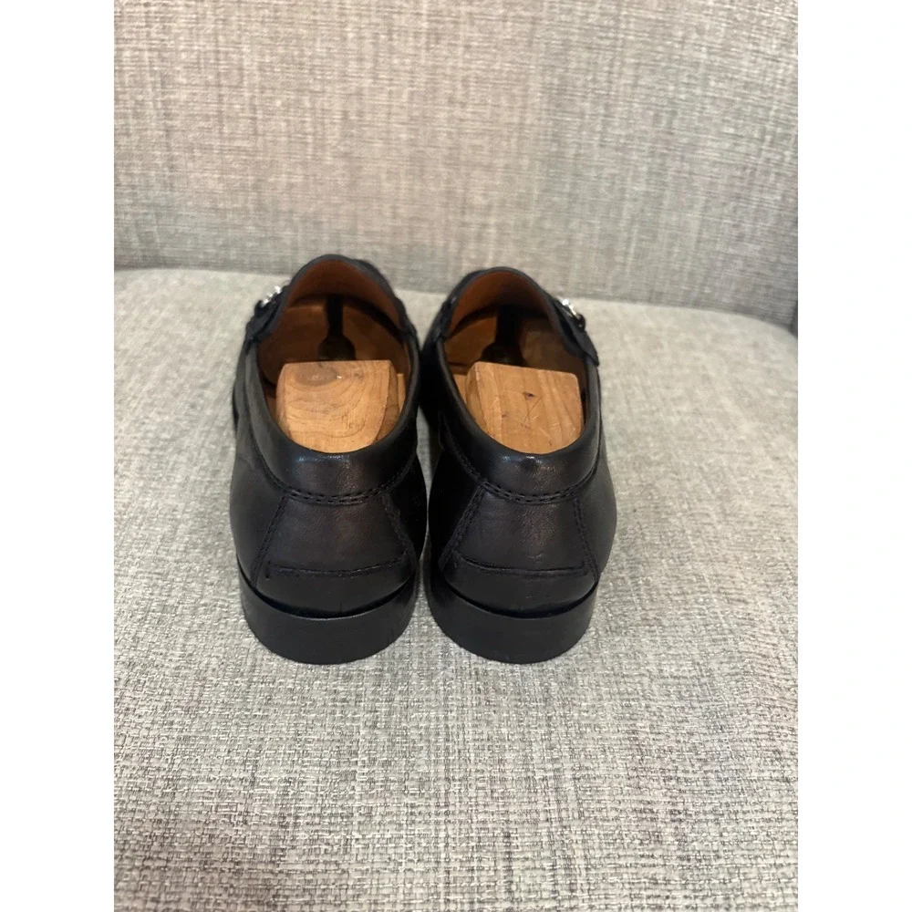 Johnston & Murphy Collection Black Leather Bit Loafers Silver Hardware 9M NWOT
